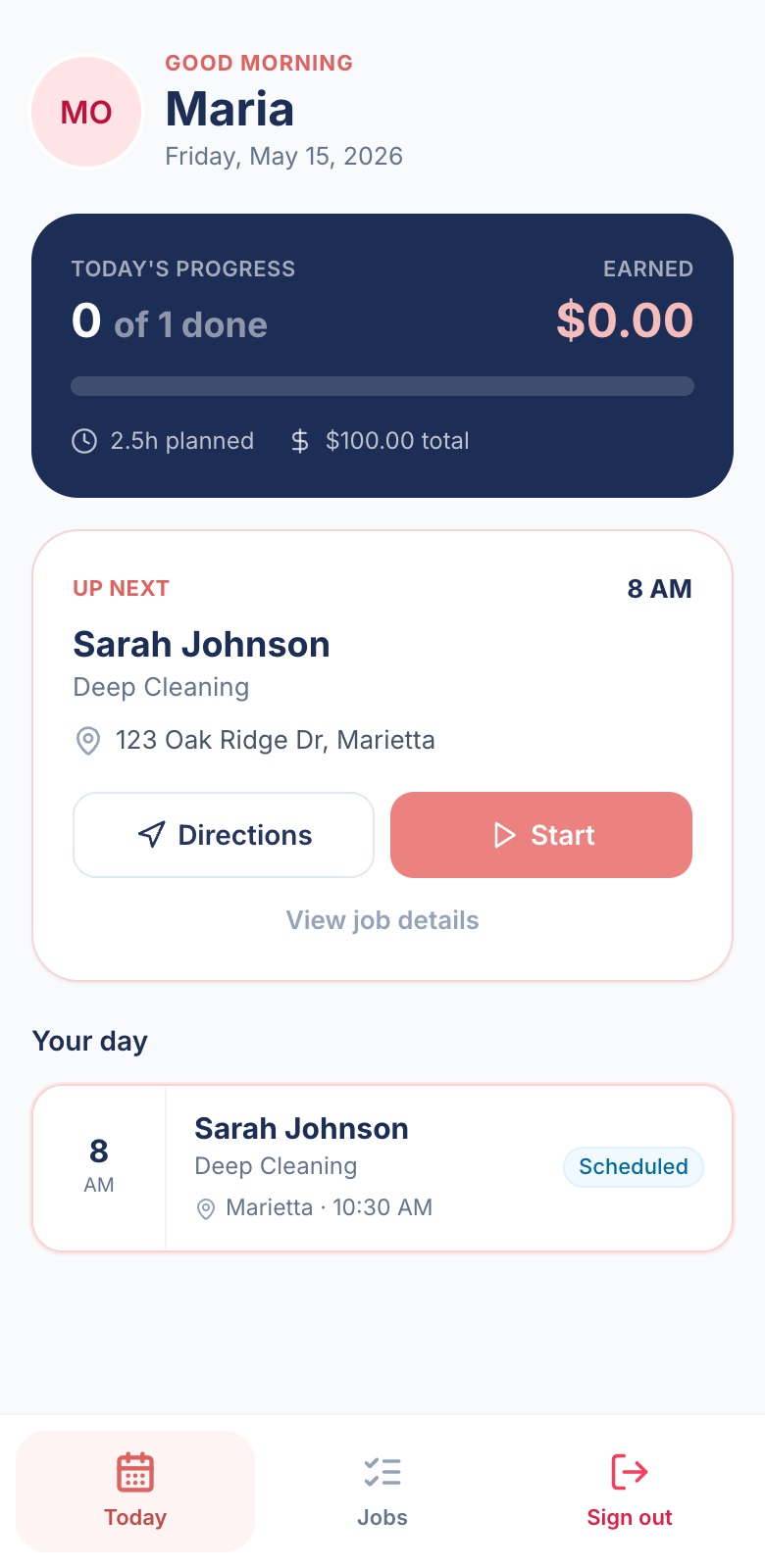 Cleaner mobile app